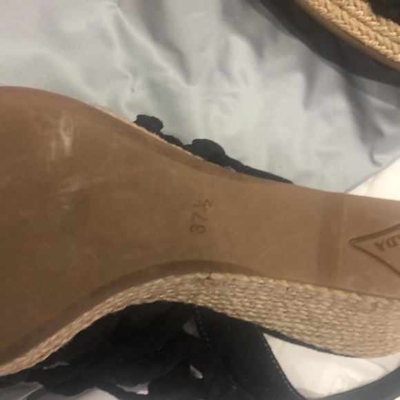 Prada Black Woven Wedge Sandals, 7.5 - Picture 4 of 8